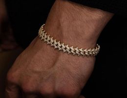 15MM Width Iced Out Bling Hip Hop CZ Spike Cuban Chain Men Bracelet Micro Pave 5A Cubic Zirconia Top Quality4008720