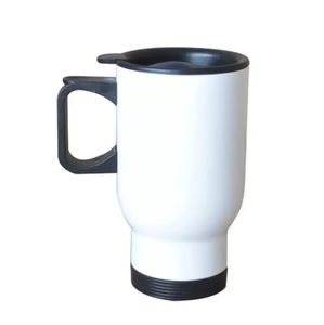 15oz Blanco Sublimatie Reismok met Handgreep en Deksel Dubbelwandige Geïsoleerde Vacuümbeker Roestvrijstalen Tumbler JN30