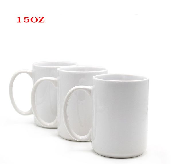 Tazas de café en blanco con sublimación blanca de 15oz, tazas Ceremic de 15oz para té, jugo, refrescos, impresión DIY por mar