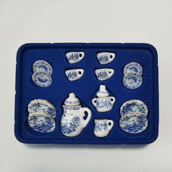 15pc Mini Ceramic Tea Set - Perfect Dollhouse Play Play For Kids - Miniature Food Plats, tasses Assiettes - Superbe idée cadeau!