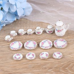 15pcs 1:12 Dollhouse Miniature Table Varelle en porcelaine Ceramic Coffee Tea tasses Ensemble Accessoires de meubles de cuisine