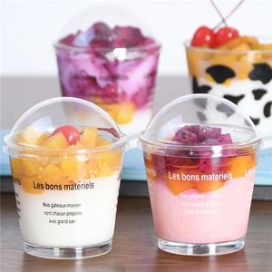 Gobelets à Dessert en plastique de 200ML, 15 pièces, bols transparents jetables, conteneurs, couvercles de glace parfaits, crème au Pudding, service de gelée alimentaire 240108