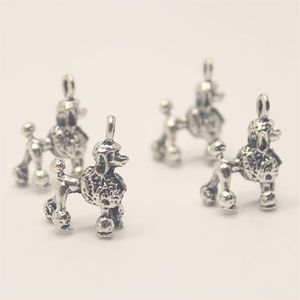 15 pièces-22X17mm pendentif à breloques caniches ton argent Antique 320V