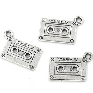 Cassette bande breloques pendentifs pour la fabrication de bijoux Bracelet collier bricolage accessoires 23x16mm argent Antique 50 pièces