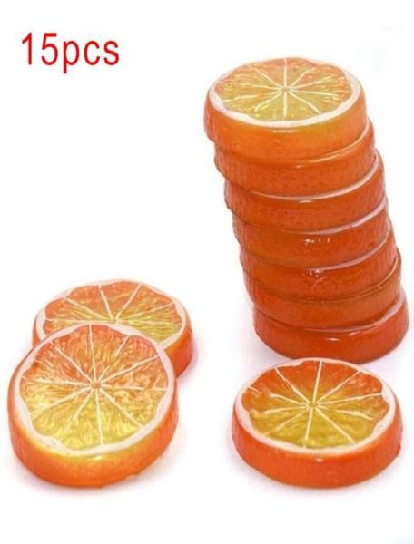 15 PPC Slices artificiales Slices de fruta artificial Lima Naranja Decoración realista de la realeza11632619