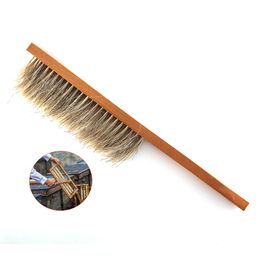 15pcs Brosse d'abeille Double Row Rowtail Hair Mane en bois Swarm Wasp Honey Brush Sweep Nettaire Nettoyage Brushes Outils Équipement