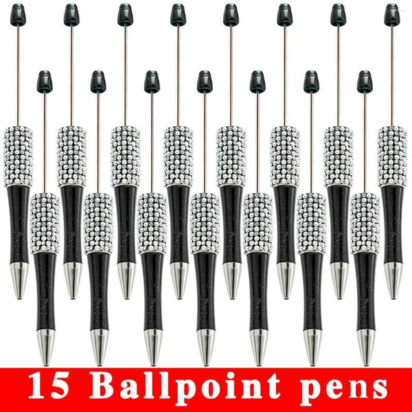 15pcs Black Diamond perle stylo en gros créativité DIY Autocollant fait à la main