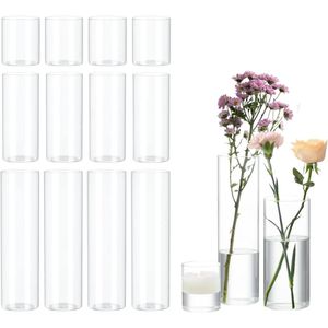 15 pièces Vases cylindriques en verre transparent pour centres de table Vase à fleurs ouragan bougeoir flottant décoration décor à la maison chambre 240301