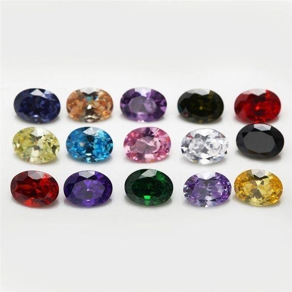 15 piezas Color CZ 1 piezas por color Tamaño 4x6 ~ 10x12 mm Forma ovalada suelta Piedra de circonio cúbico sintético