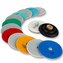 15Pcs Diamond Wet/Dry Polishing Pads 4 inch 100mm 50-8000 Grit Hook and Loop Grinding Discs Grinder Tools Marble renovation