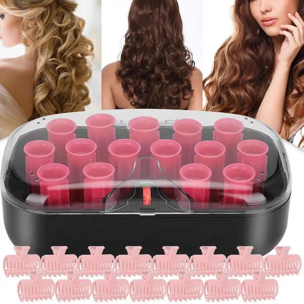 15 pièces tiges de permanente de cheveux électriques 30mm rouleau de bigoudi réglage de la température constante boucles durables outils de coiffure 110-220 V prise américaine 240117