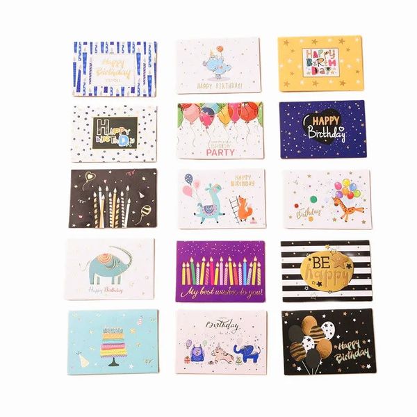 15pcs Gift Party Invitation Cards de vœux Joyeux anniversaire DIY DÉCORISATION CARDE MESSAGE PLACK AVEC ENVELOPE 6X9CM 240301