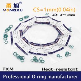 15PCS/lot Green FKM Fluorine Rubber O-rings Seals CS1mm OD3/4/5/6/7/7.5/8/9/10/11/12/13*1mm O Rings Gasket Rings organic Washer