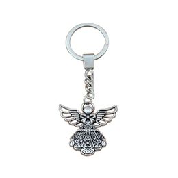 15 pièces lots alliage porte-clés ange charmes pendentifs porte-clés voyage Protection bricolage accessoires 38 8x42 5mm A-453f3209