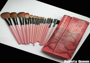 15pcs Makeup Brushes Brushes Fidadow Set Fearw Peigl avec Roll Up Snake Patter Pink Make Up Brush6593298