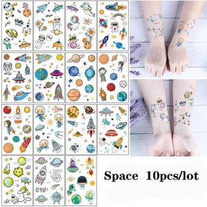 15 pièces/ensemble enfants tatouages temporaires espace planète fusée Alien faux tatouage autocollant Tatoo étanche Tatto cadeau pour garçon fille enfants