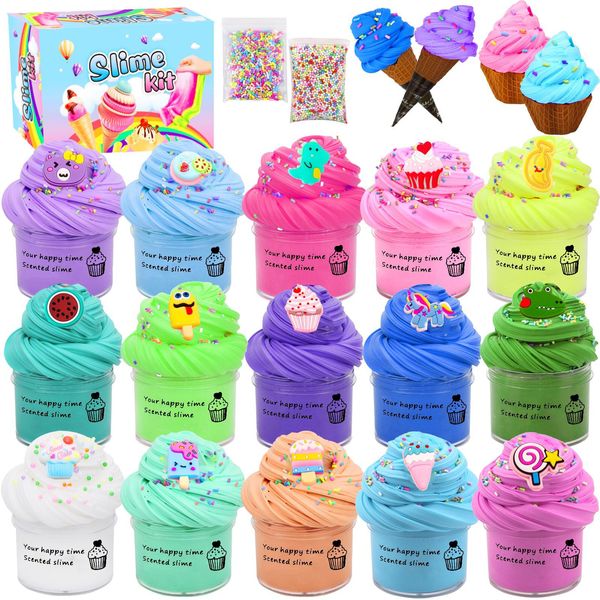 15 pièces/ensemble Slime beurre argile enfants soulagement du Stress jouets à presser 15*50ml doux Slime jouets nuage boue antiadhésive main kit de bricolage 2491