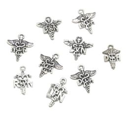 15 stuks tekenbedel RN NP BSN MA LVN PA RN LPN DA DH Charms Antiek zilveren bedels hangers 11x20mm3010256