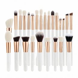 15pcs pinceaux de maquillage blanc Set professionnel ombre à paupières Foundationati poudre Ccealer Ctour mélange brosse maquillage outils de beauté T8QL #