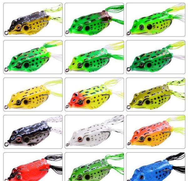 15pcslot grenouille les leurres de pêche molle Double crochets 6G 13G 15G TOP RARE Rayon grenouille artificielle CRANK BAIT SOLD FISHIN QYLIWU7847386