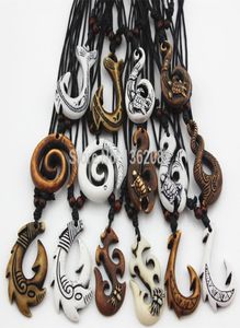 15pcslot bijoux mixtes bijoux imitation os sculpté nz maori poisson crochet pendent
