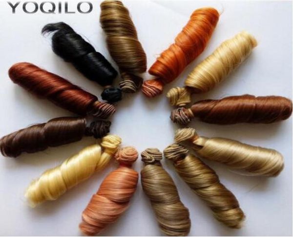 15 PCSlot au détail 15 CM boucles de poupée synthétiques couleurs naturelles BJD perruque cheveux bouclés pour poupée DIY4100322