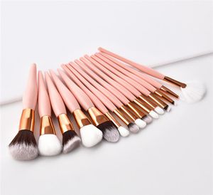 15PCSSet Makeupborstels Kit Pink Goudgreep Soft Synthetisch haar professional voor oogschaduw Foundation Lip Brow Blending Tools DH6036904