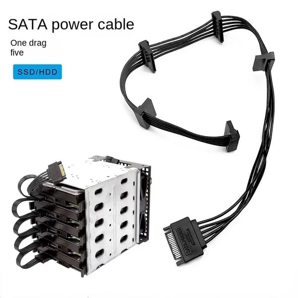 15PIN SATA/4pin Fuente de alimentación Distribuyente disco duro 1 1 Cable de alimentación de extensión de macho a 5 para PC de bricolaje sever