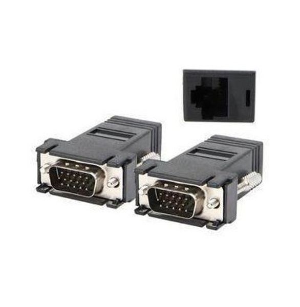Adaptador convertidor de red Ethernet, conector VGA de 15 pines macho a RJ45 RJ-45 hembra HDB15 D-Sub a CAT5 CAT6