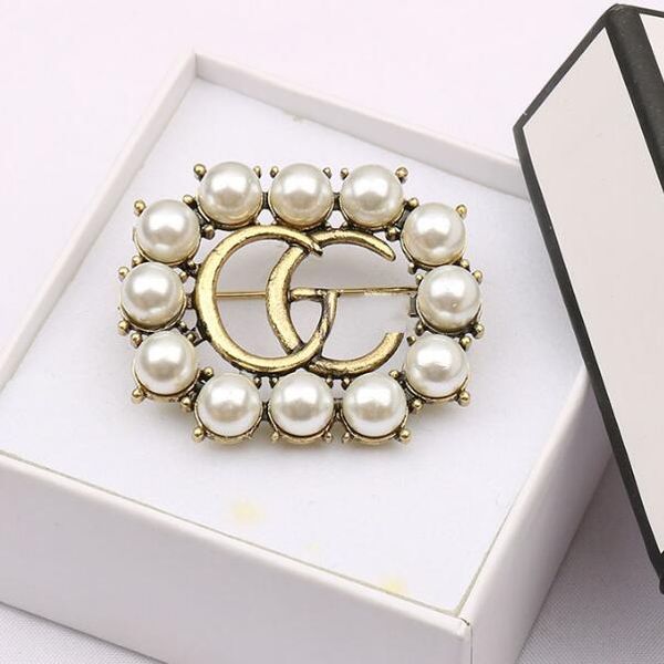 15Style 18K Gold plaqué G Brooch Classic Brand Designer Pearl Women Pearl Rhinestone Letters Brooches Suit Pin Pin Fashion Bijoux Accessoires Cadeau QQ