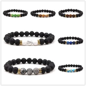 15Styles Naturel noir Pierre de lave Tiger's Eye Turquoise Perles Bracelet Huile Essentielle Diffuseur de Parfum Bracelet pour femmes hommes