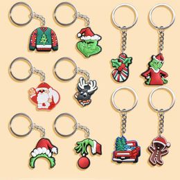 Porte-clés de dessin animé du père noël, 15styles, accessoires, pendentif de sac de voiture, porte-clés, cadeau de noël