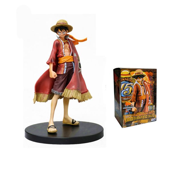15e anniversaire édition cape rouge Luffy Figurine Anime One Piece Figure 18 cm Luffi figurines d'action PVC Collection modèle jouets X0526