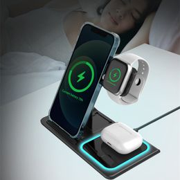 15W 3 In 1 opvouwbare mobiele telefoonladers Wireless Charger Stand draagbaar draadloos oplaadstation voor iPhone 14 13 12 11 Samrtphone AirPods Apple Watch