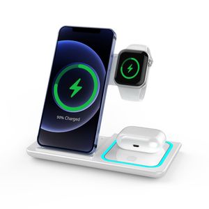 15W 3-in-1 opvouwbare draadloze opladerstandaard Draagbaar draadloos laadstation voor iPhone 14 13 12 11 Samrt-telefoon Airpods Apple Watch met retailpakket