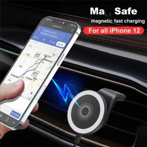 15W auto draadloze oplader sterke magnetische auto -telefoonhouder stand voor iPhone 14 13 12 Pro Max Air Vent Fast Car Laying Station LL