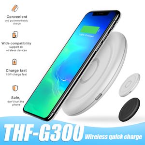 Chargeur sans fil à charge rapide 15W Récepteur standard G300 Qi pour iPhone 11 Pro Max XR XS X Galaxy Note 10 Pro Cordon de charge USB dans la boîte