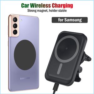 15W Snelle Magnetische Wireless Opladen voor Samsung Galaxy S8 S9 S10 S20 S21 Ultra Plus + 5G Auto Charger Stand Magneet Sticker Case