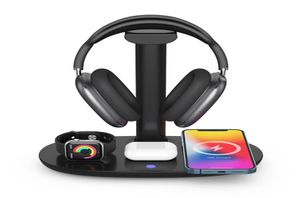 Chargeur sans fil rapide 15W Station de chargement Qi 4 en 1 avec casque et écouteurs, support pour iPhone 13 12 Pro, Apple Watch S5827799