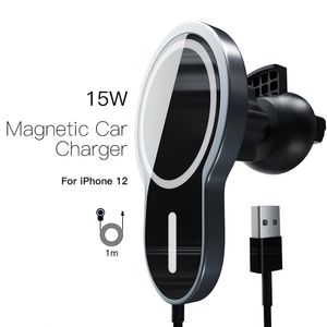 Coffre-fort magnétique iPhone 15W support en alliage d'aluminium serrure Super chargeur de voiture sans fil pour iPhone 12 Pro support de téléphone à charge rapide