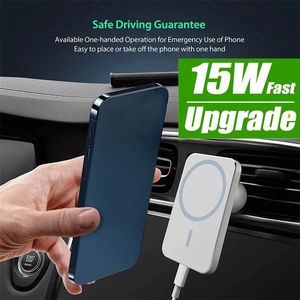 Chargeur de voiture sans fil magnétique 15W pour iPhone 15 14 13 12 Pro Max Xiaomi Samsung Magnet Air Air Ventime Montant du support de téléphone