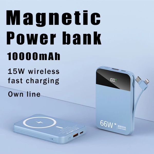 Chargeur magnétique sans fil 15W, batterie externe 10000mAh, pour iPhone 14 13 12 Pro Max, affichage LED