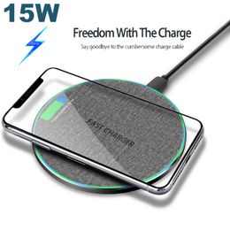 Cargador inalámbrico de tela Qi de 15 W para iPhone 12 11 Pro Xs Max X Xr Pad de carga rápida