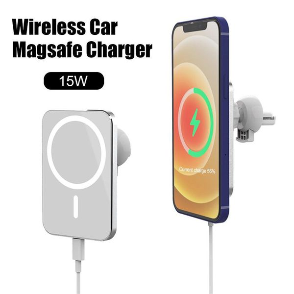 Support de ventilation magnétique sans fil pour voiture, 15W QI, pour Magsafe IPhone 13 12 14 Pro X Max, charge rapide, support magnétique automatique