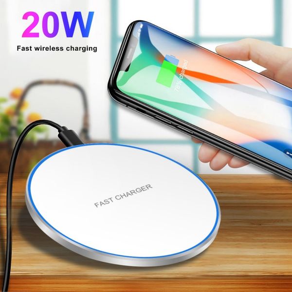 Cargador inalámbrico Qi de 15W, almohadilla de carga inalámbrica rápida, cargadores inalámbricos de inducción rápida para Samsung iPhone 11 12 Mini 13 14 Pro max Xiaomi mi 9