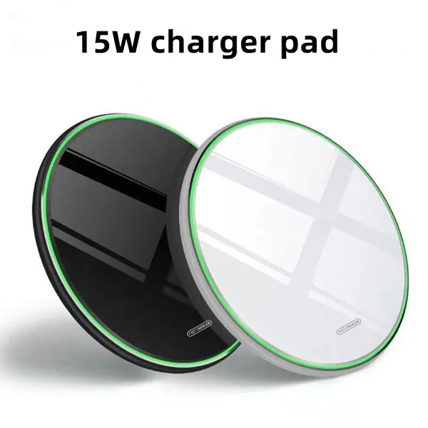 15W Qi Wireless Charger Pad para iPhone 12 13 Pro Max Mini 11 XS 8 Mirror de carga rápida Samsung S20 con caja minorista