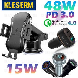 15W Qi Draadloze Houder Samsung Galaxy S20 S21 Ultra S10 S9 Plus Car Induction Charger Mount voor iPhone 12 11 SE