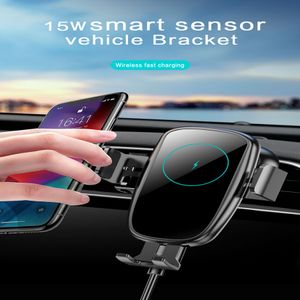 15W Smart Car Charger Telefoon Holder Fast Charging Auto-Clamping Cars Mount Air Vent voor iPhone 13 Pro Max Mini 12-serie