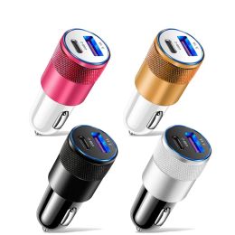 Chargeur de voiture 15W Type C PD USB 3.1A, double Port, Charge rapide, adaptateur universel en métal pour tous les téléphones mobiles