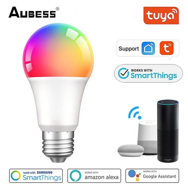 Bombilla LED inteligente E27 con WiFi, 15W, RGBCW, Control por voz a través de Google Home, aplicación Smart Life, Alexa, RGB, 110-220V